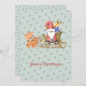 Santa Claus Reindeer Sleigh Aangepaste kerstkaart (Voorkant / Achterkant)