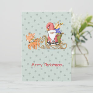 Santa Claus Reindeer Sleigh Aangepaste kerstkaart
