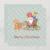 Santa Claus Reindeer Sleigh Aangepaste kerstkaart (Voorkant / Achterkant)