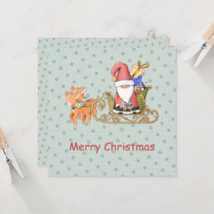 Santa Claus Reindeer Sleigh Aangepaste kerstkaart