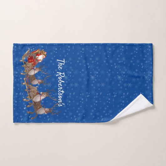 Santa Claus Reindeer Sleigh Guest personaliseert h Handdoek (Handdoek)
