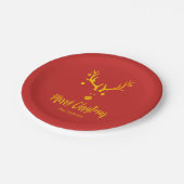 Santa Claus render Rudolph in faux gold op red Papieren Bordje (Gekanteld)