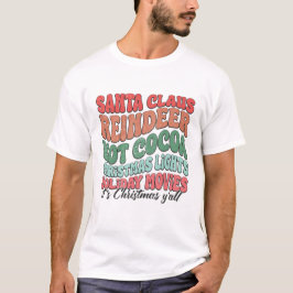 Santa Claus Rendier Hot Cocoa Retro Kerstmis T-shirt