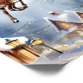 Santa Claus & Rendier Ride Snowy Scene Muurkunst Poster (Hoek)