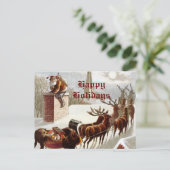  Santa Claus rendier slee briefkaart (Staand voorkant)