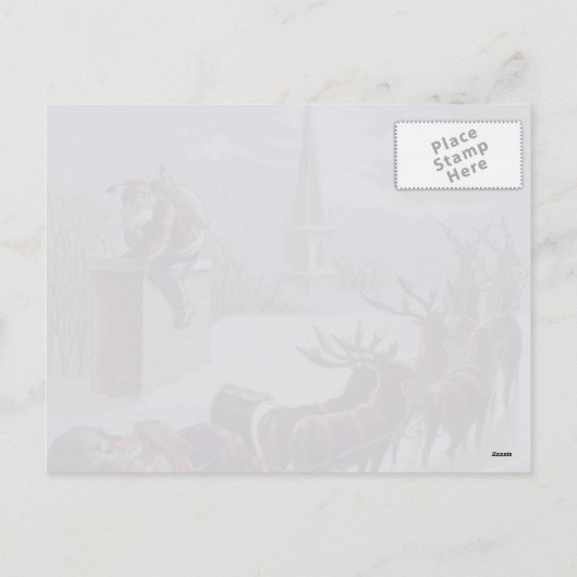 Santa Claus rendier slee briefkaart (Achterkant)