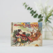 Santa Claus rendier slee briefkaart (Staand voorkant)