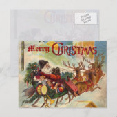 Santa Claus rendier slee briefkaart (Voorkant / Achterkant)