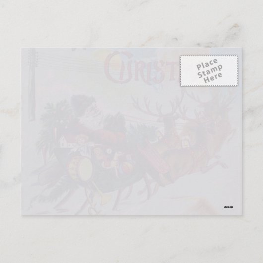  Santa Claus rendier slee briefkaart (Achterkant)