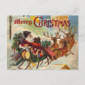 Santa Claus rendier slee briefkaart (Voorkant)