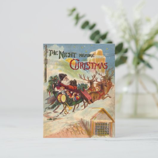  Santa Claus rendier slee briefkaarten (Staand voorkant)