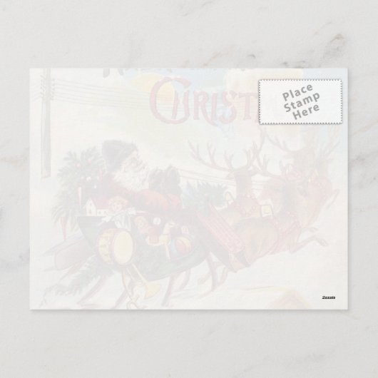 Santa Claus rendier slee briefkaarten (Achterkant)