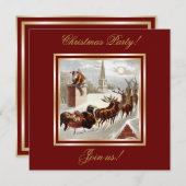 Santa Claus rendier slee uitnodiging (Voorkant / Achterkant)