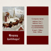 Santa Claus Rendier Sleigh cadeau label Visitekaartje (Voorkant /achterkant)