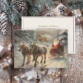  Santa Claus Rendier Sleigh Snow Feestdagenkaart
