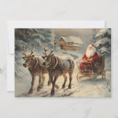  Santa Claus Rendier Sleigh Snow Feestdagenkaart (Voorkant)