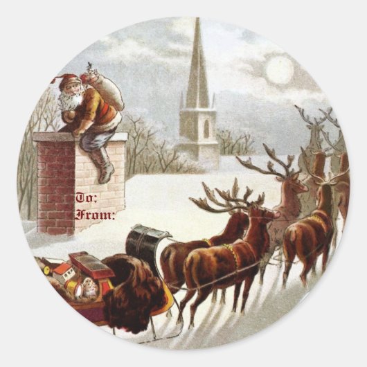 Santa Claus Rendier Sleigh stickers (Voorkant)