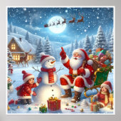 Santa Claus rendieren Waarde Poster Papier (Mat) (Voorkant)