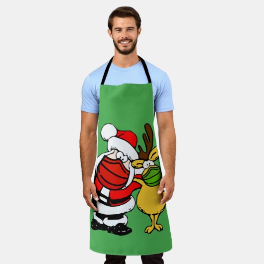 Santa Claus & renrendier Face Mask Pals mas, ZSD Schort (Gedragen)