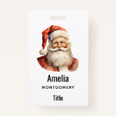 Santa Claus Retro Christmas Badge (Voorkant)