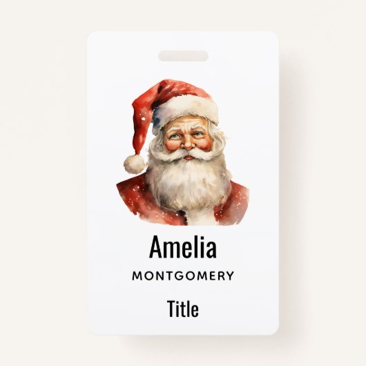 Santa Claus Retro Christmas Badge (Voorkant)