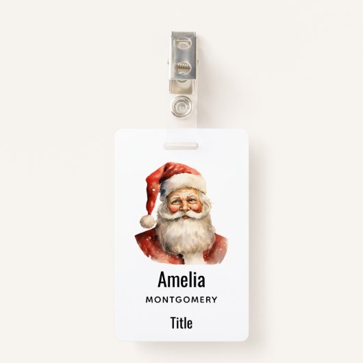 Santa Claus Retro Christmas Badge (Voorkant met clip)