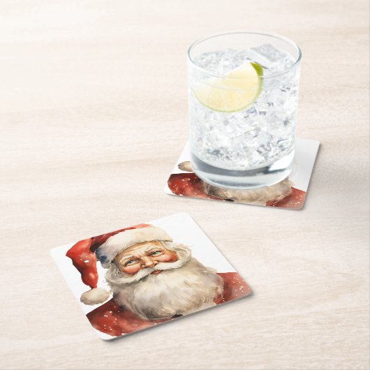 Santa Claus Retro Christmas Kartonnen Onderzetters (Insitu)
