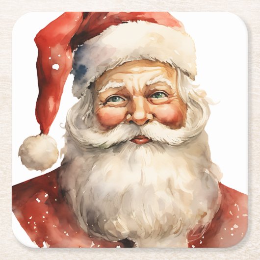 Santa Claus Retro Christmas Kartonnen Onderzetters (Voorkant)