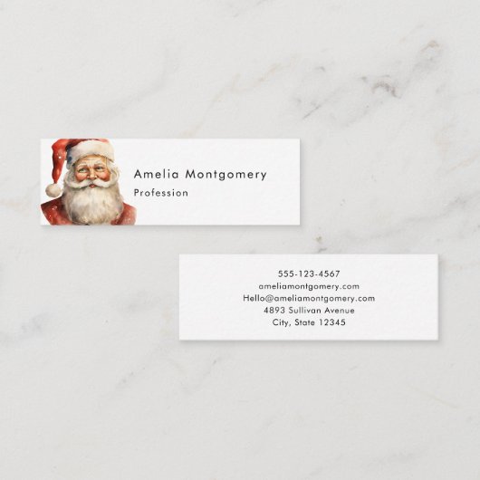 Santa Claus Retro Christmas Mini Visitekaartje (Voorkant / Achterkant)