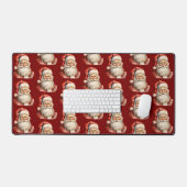 Santa Claus Retro Christmas Pattern Bureaumat (Keyboard & Muis)