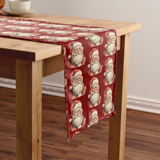 Santa Claus Retro Christmas Pattern Medium Tafelloper (Voorbeeld)