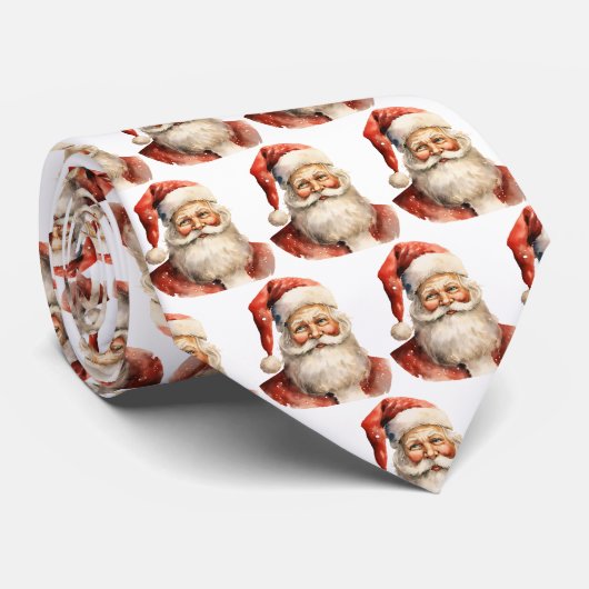 Santa Claus Retro Christmas Pattern Stropdas (Opgerold)