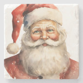 Santa Claus Retro Christmas Stenen Onderzetter (Voorkant)
