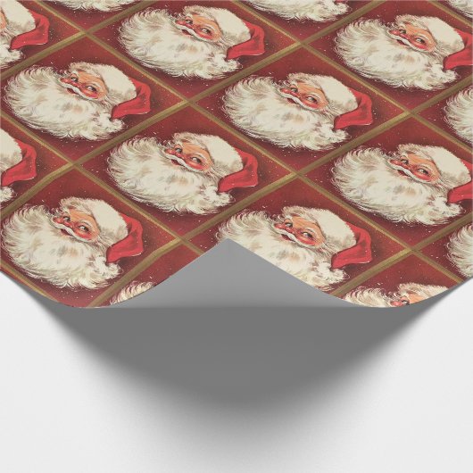 Santa Claus  Retro Holiday Cadeaupapier (Hoek)