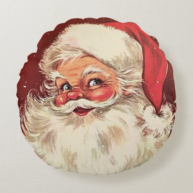Santa Claus  Retro Holiday  Rond Kussen (Voorkant)