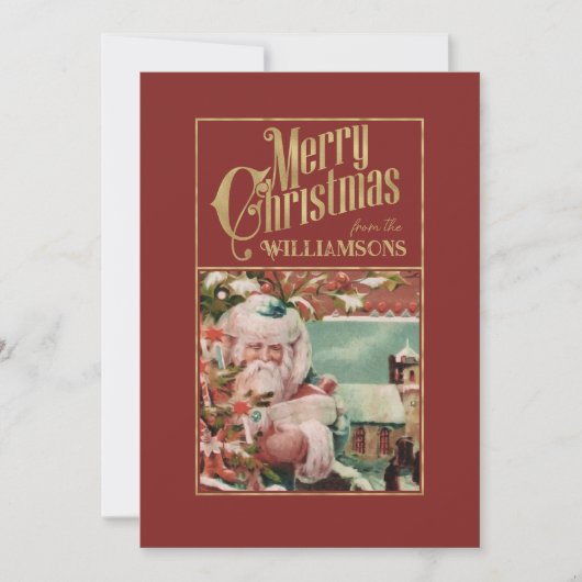  Santa Claus Retro Kerst Kaart (Voorkant)