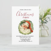 Santa Claus Retro Rode Kerstfeest Kaart (Staand voorkant)