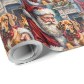 Santa Claus Rhodesian Ridgeback Christmas Art Cadeaupapier (Rol Hoek)