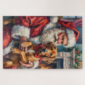 Santa Claus Rhodesian Ridgeback Christmas Art Legpuzzel (Horizontaal)