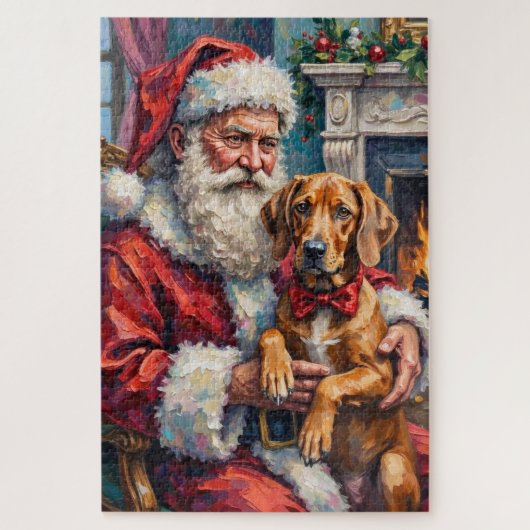 Santa Claus Rhodesian Ridgeback Christmas Art Legpuzzel (Verticaal)