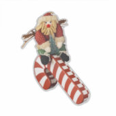 Santa Claus rides a candy cane slide fun Sticker (Voorkant)