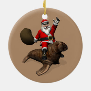 Santa Claus Rides A Walrus Keramisch Ornament