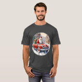 Santa Claus rides in a convertible car retro frien T-shirt (Voorkant volledig)