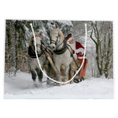 Santa Claus rides in a Horse sleigh Groot Cadeauzakje (Achterkant)