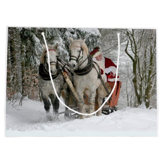 Santa Claus rides in a Horse sleigh Groot Cadeauzakje (Achterkant)