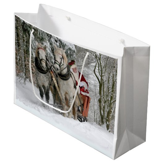 Santa Claus rides in a Horse sleigh Groot Cadeauzakje (Voorkant Gekanteld)