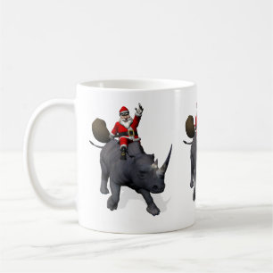 Santa Claus Rides Rhino Rhinoceros Koffiemok