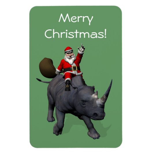 Santa Claus Rides Rhino Rhinoceros Magneet (Verticaal)