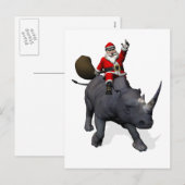 Santa Claus Rides Rhinoceros Feestdagenkaart (Voorkant / Achterkant)