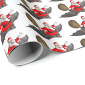Santa Claus Riding A Bat Cadeaupapier (Rol Hoek)